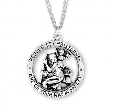 St. Christopher Large Round Sterling Medal, 24