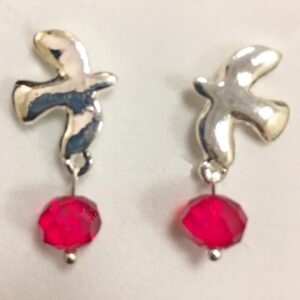 Dove & Red Bead Earrings