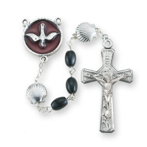BLACK OVAL PEARLIZED BEADED RCIA ROSARY
