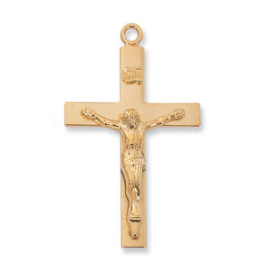 Crucifix, Lords Prayer Gold over Sterling 24"