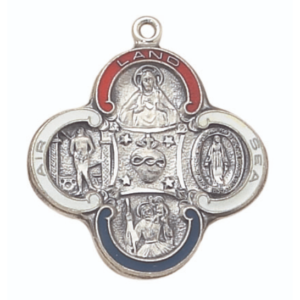 Cross 4-Way Sterling Military Medal, 24" Chain