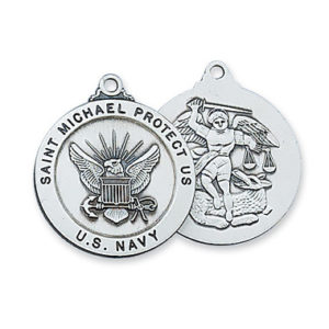 Service Medal - Navy St. Michael Sterling, 24"
