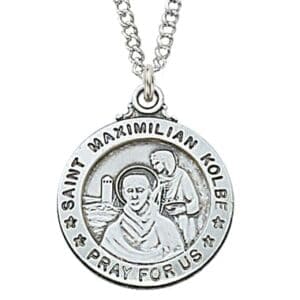 St. Max Kolbe Sterling Necklace, 20"