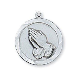 Praying Hands Serenity Prayer Sterling Necklace, 18"