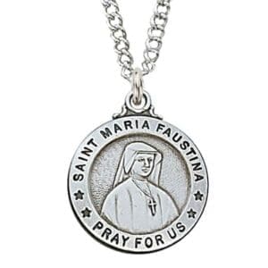 St. Maria Faustina Sterling Necklace, 20"