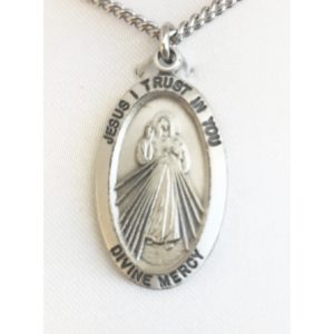 Divine Mercy Sterling Necklace 18"