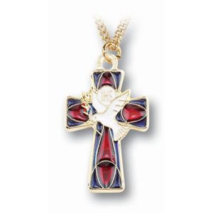 RED ENAMELED HOLY SPIRIT CROSS
