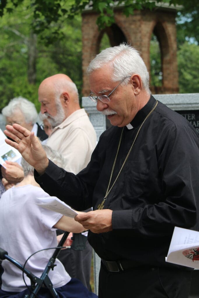 Bishop Anthony Taylor blesses the new columbarium